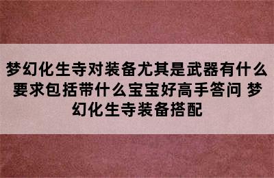 梦幻化生寺对装备尤其是武器有什么要求包括带什么宝宝好高手答问 梦幻化生寺装备搭配